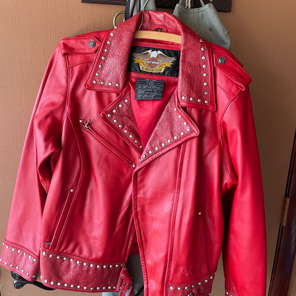 HarleyDavidson red leather studded jacket 1W